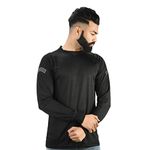 Military Army Round Neck Full Sleeves T Shirt for Men (44, Black)