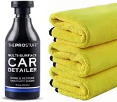The Pro Stuff Multi-Surface Car Detailer | Vinyl, Rubber, and Plastic Restorer for Cars | Easy Apply, Long Lasting, No-Residue Formula |AND Plush Microfiber Towels for Car Detailing 600 GSM