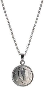 American Coin Treasures Irish Threepence Coin Pendant Necklace