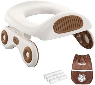 Smashier Potty for Travel - Foldable, Supports up to 110 lbs, with 24 Liners. Portable Toddler Potty Seat for Car Trips (Khaki)