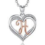 INFUSEU Letter H Necklace for Women Sterling Silver Initial Heart Alphabet Pendant Jewelry Elegant Name Gifts for Her 50th 40th 60th 21st 30th 70th Birthday…