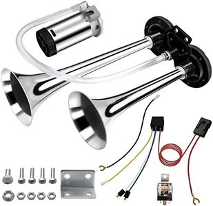 12V Car Air Horn, 150DB Super Loud Train Air Horn Kit for Truck Car, Chrome Plated Zinc Dual Trumpet Air Horns with Compressor for Any 12V Vehicles Trucks Motorcycle Pickup Trains Cars Boats (Silver)