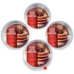 Crown 6 inch Cake Pans, 3" Deep, 4 Pack, Heavy Duty, Even-Heating, Pure Aluminum, 15 cm Cake Pan