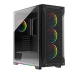 GAMDIAS ATX Mid Tower Gaming PC RGB Case w/Tempered Glass and Excellent Airflow Design & 4 x 120mm ARGB Fans, Support Top & Front 360mm AIO and Vertical GPU Mount