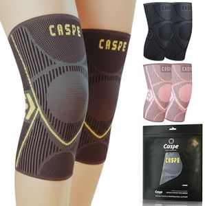Caspe 2 Pack Knee Compression Sleeve – Knee Brace for Women & Men, Support for Running, Gym, Sports, Mild Arthritis, Pain Relief, Training, Daily Use, Workout (Yellow, X-Large)