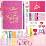 ADUSRIZ Princess DIY Journal Kit for Girls, 50+Pcs Gifts for Girls Ages 6 7 8 9 10 11 12 Years Old, Art and Crafts, Scrapbook Set, Tween Teenage Kids Toys Gift for Birthday Easter.