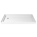 DreamLine SlimLine 30 in. D x 60 in. W x 2 3/4 in. H Left Drain Single Threshold Shower Base in White, DLT-1130601