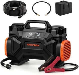 WOLFBOX 12V Dual Cylinder Air Compressor, 150PSI Digital Display with Preset Pressure & Auto Shut-Off, 60-Minute Runtime Portable Tire Inflator for Off-Road, Pickups, 4x4 Vehicle, RVs