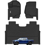 WAYIDSS Floor Mats for 2015-2024 Ford F-150/ F150 Lightning SuperCrew Cab(Not Fit Rear Seat with Under-Seat Fold Flat Storage),TPE All Weather Protection 2 Rows Car Floor Liners Accessories-Black