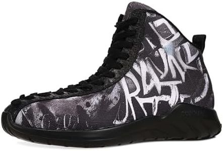 Soulsfeng Women's Black High Top Sneakers Graffiti Outdoor Basketball Shoes Ankle Boots Size 8
