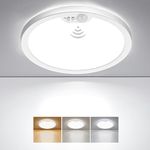 Motion Sensor Ceiling Light Wired, BLNAN 12 Inch 3000K 4000K 5000K Selectable LED Flush Mount Light Fixture, Motion Activated Light with Timer for Hallway Stair Walk-in Closet, Non-Dimmable