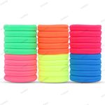 Diversa Seamless Thick Cotton Hair Rubber Bands, Durable Elastic Ties, Ponytail Holders, Hair Accessories for Women & Girls - Neon Colors (Pack of 30 Pcs)