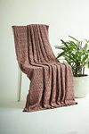 Pluchi Criss Cross Cotton Knitted All Season AC Throw Blanket in Pewter Color (125 cm x 150 cm)