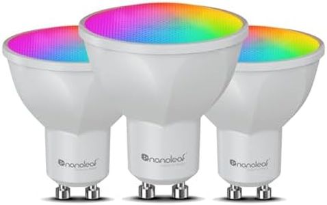 Nanoleaf Smart GU10 LED Bulbs, RGBCW WiFi Light Bulbs with 16M+ Colour, 400 Lumens, 2700K-6500K, Compatible with Alexa, Apple/Google Home, 3 Pack