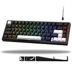 V-K66 60% Percent Keyboard, Mechanical Gaming Keyboard Gasket Mounted, Wired LED Backlit Keyboard with Arrow Keys - Black and White