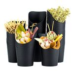 QPEY [50 cups + 100 picks 14OZ Black Charcuterie Cups with Cocktail Picks,French Fries Holder,French Fries Cones,Disposable Paper Appetizer Cups for all Occasions (black)