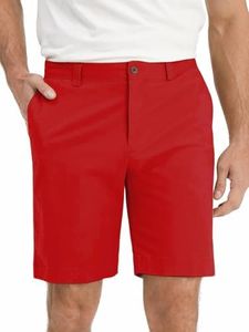 Havana Breeze Men's Stretch Golf Shorts Relaxed Fit Summer Beach Shorts Casual Cotton Flat Front Short Inseam 9'' Red 32