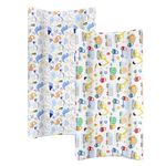 2 Pack Diaper Changing Pad Cover，100% Cotton Breathable and ComfortableCotton Cradle Sheet Changing Table Pad Cover for Baby Boys and Girls，Truck+Dinosaur