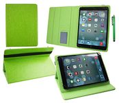 Emartbuy® iRULU eXpro X1 9 Inch Tablet PC Universal (9-10 Inch) Green Premium PU Leather Multi Angle Executive Folio Wallet Case Cover Green Interior With Card Slots + Green Stylus