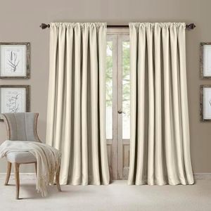 Elrene Home Fashions 026865854039 Blackout Energy Efficient Room Darkening Rod Pocket Window Curtain Drape Regal Solid Panel, 100% Polyester, Ivory, 52" x 108" (1 Panel)