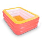 Inflatable Swimming Pool for Kids, 150x114x50cm Kiddie Pools with Inflatable Soft Floor, Durable Blow Up Pools for Backyard, Garden or Indoor