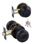 All Keyed Identical Deadbolt Door knob Single Cylinder Deadbolt Lock Combo Set, Classic Matte Black Exterior Door Knobs with Deadbolt Entrance and Front Door Lock