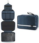 Maliton Hanging Toiletry Bag, Foldable Large Capacity Men's Travel Toiletries Bag with 4 Compartments & 1 Sturdy Hook (Navy)