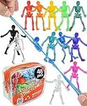 UpBrands 48 Stretchy Toys, Party Favors for Kids Halloween Skeletons, 12 Colors Bulk Set, Kit for Easter Egg Basket Stuffers, Goodie Bags, Pinata Filler, Small Toys Classroom Prizes