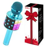 Fede Karaoke Microphone, Wireless Bluetooth Microphone for Kids Singing, Karaoke Mic Speaker Machine with LED Lights, Gifts Toys for 3 4 5 6 7 8 9 10 11 12 Year Old Girls and Boys