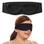 ALASKA BEAR Sleep Mask for Side Sleepers Best Contoured Eye Mask for All Sleeping Positions Men and Women 100% Blackout Cover Cool Blindfold Most Comfy Headband Style, Machine Washable (Black)