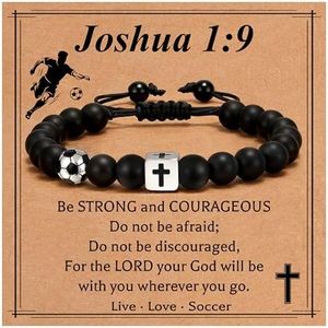 Esrial Soccer Bracelet Gifts for Men Cross Beaded Bracelet for for Son Grandson Brother Nephew Players Team Fan Friends,Soccer Accessories for Men Christmas Birthday Gifts(Soccer)