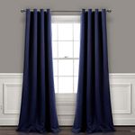 Lush Decor Insulated Grommet Blackout Window Curtain Panels, Pair, 52" W x 108" L, Navy - Classic Modern Design - Chic Window Decor - Long Curtains for Living Room, Bedroom, Or Dining Room