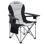 KingCamp XL Heavy Duty Camping Chair for Large People with Lumbar Back Support 350 LBS High Back Camping Chairs for Adults with Cooler Bag and Armrest for Outdoor Garden Picnic