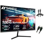 SANSUI 27 Inch Monitor with Built-in Speakers, IPS USB Type-C 100 Hz FHD 1080P HDMI DP HDR10 Game RTS/FPS Tilt Adjustable VESA Compatible for Working Gaming(ES-27X3 Type-C & HDMI Cable Included)