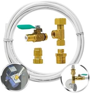 Ice Maker Fridge Quick Installation Kit with 25' Feet Tubing for Drinking Water Appliance Water Line, Solid Brass Stop Tee and Valve, 1/4" Fittings