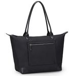 Doris&Jacky Leather Tote Bag for Women Large Lightweight Nylon Shoulder Handbags And Travel Work Purse Black