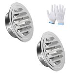 HG Power Round Vent Cover 4 Inch, Stainless Steel Soffit Vents with Screen Mesh, Louver Air Vent Hood for Wall, Ceiling Mount, Bathroom, Garage, Attic Ventilation, 2-Pack, Silver