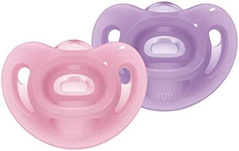 NUK Sensitive - Lot de 2 sucettes - 6 à 18 mois - 100% silicone pour peau délicate - Sans BPA - Violet et rose