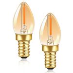 2 Pack Mini C7 E12 0.5W LED Night Light Bulbs, 5W Equivalent, Amber Ultra Warm White 2200K 50LM Vintage Filament Candle Bulbs E12 Small Edison Screw Salt Lamp Bulbs, Non-Dimmable