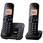 Panasonic KX-TGC222EB DECT Cordless Phone with Answering Machine, 1.6 inch Easy-to-Read Backlit Display, Nuisance Call Blocker, Hands-Free Speakerphone, ECO Mode - Black, Twin Handset Pack