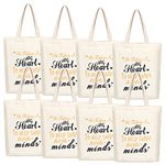 SAIWEILAI ONLINE 8 Pieces Teacher Canvas Totes Bag Teacher Appreciation Gifts Teacher Tote Reusable Teacher Essentials Bags, End of Semester, Retirement Teacher Gifts