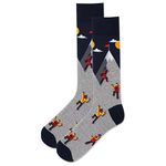 Hot Sox Mountain Climbers Crew Sock 1 Pair Pack, Mountain Climbers (Grey), Men's Shoe Size: 6.5-12, Mountain Climbers (Grey), 6.5-12