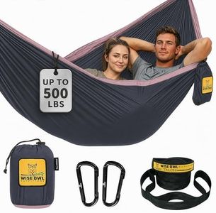 Wise Owl Outfitters Hammock for Camping Double Hammocks Gear for The Outdoors Backpacking Survival or Travel - Portable Lightweight Parachute Nylon DO Charcoal Rose