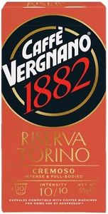 Caffe Vergnano Riserva Torino Cremoso Dark Roast Espresso, 100 Ct - Italian Coffee Pods Compatible with Nespresso Original Line Machines - Intense Full Bodied Flavor with Notes of Dark Chocolate