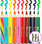 TinyGeeks Jumbo Pencils - NEW 2024-10 Triangle Short Colored Pencils for Kids and Rainbow Pencil + Sharpener - Perfect for Preschool, Toddlers and Beginners + Recommended by Teachers & Experts