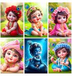 Cute Baby poster for Pregnant Women Pack of 6 12x18 Inch - Bal Krishna Posters - Baby Posters for Room Pregnant Women - Bal Krishna Posters for Pregnant Women - God Posters for Wall