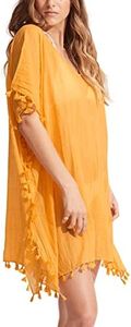 Seafolly Women's Kaftan Tassel Trim Cover Up Dress, Beach Edit Rockmelon, One size