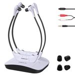 SIMOLIO Dual Wireless Headphones for TV Watching with Spare Battery for Seniors and The Elderly, Tone and Balance Control, Ambient Sound Listener, 100 ft Work Range, No Audio Delay, SM-824D2
