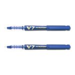 Pilot V7 Hi-tecpoint Roller ball pen with Cartridge System - 2 Blue Pens, 4 cartridges