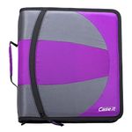 Case-it The Dual 2-in-1 Zipper Binder - Two 1.5 Inch D-Rings - Includes Pencil Pouch - Multiple Pockets - 600 Sheet Capacity - Comes with Shoulder Strap - Deep Purple Dual-101